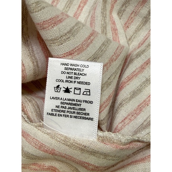 Pleione Striped Sundress Womens M Pink Tan Ruffle Tie Waist Spring Summer Beach - Picture 6 of 9